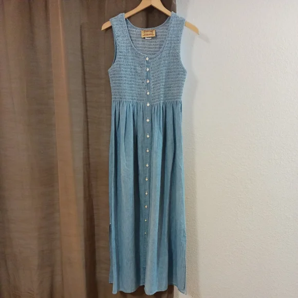 Studio Ease | Dresses | Vintage Studio Ease Chambray Drop Waist Fit Flare  Maxi Dress Size 2 | Poshmark